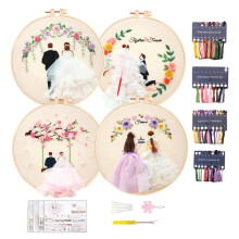 4Pack Embroidery Kits for Adults DIY Embroidery Kits for Beginners Hand Embroidery Kit with Patterns(Wedding)