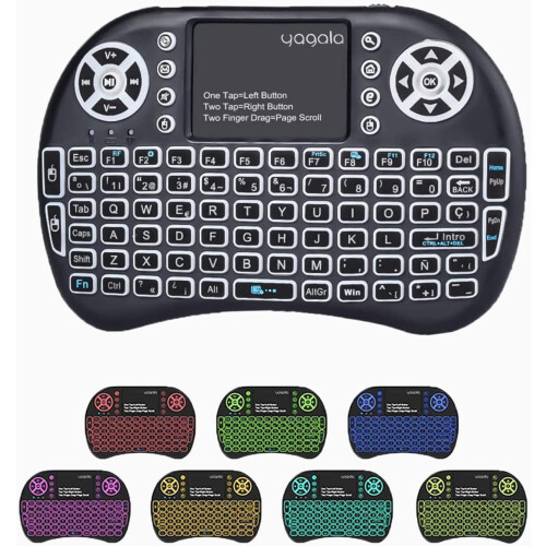 Backlit Mini Keyboard Touchpad Mouse, Portable 2.4Ghz Mini Keyboard with Touchpad Work for compatible with iPad, PC, Android