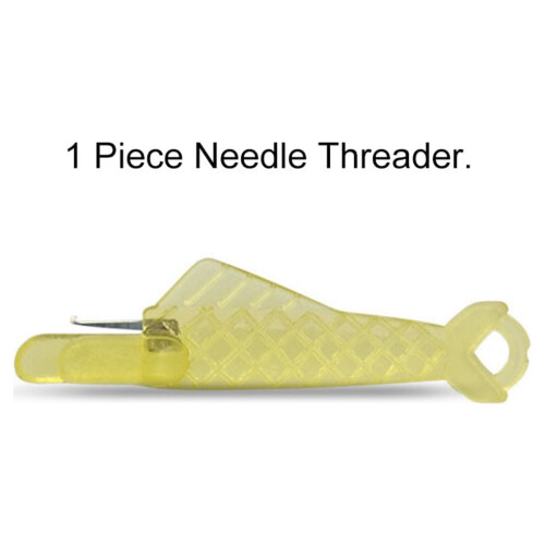 Tssuoun Needle Threader Sewing Stitch Hook Quilting Threading Tools Fish Shape Plastic Elderly Leathercraft Pin Thread Insertion Yellow 1PC 2