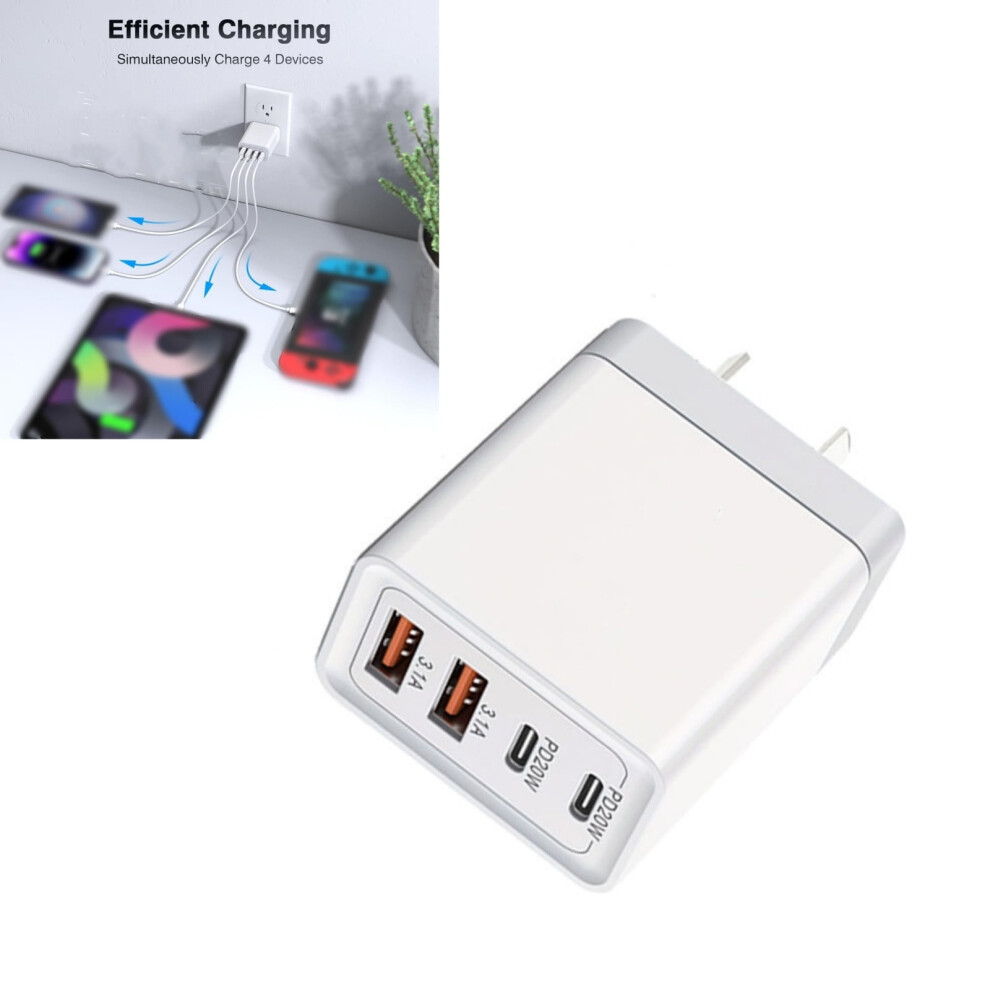 Usb C Charger Cube 2 Pack Wall Plug Fast Charging Block 4 Port Pd+Qc Power Adapter Multiport Brick Type C Box 9353595271371