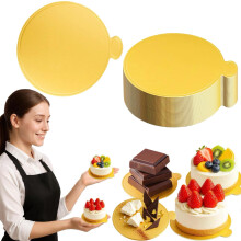 30 Pcs 3.14 Inch Mini Cake Stand with Gold Cake Board for Elegant Dessert Display Parties