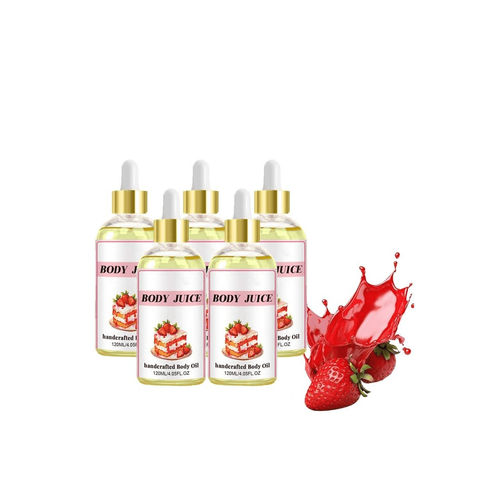 Body Juice Oil,Body Juice Oil Strawberry Shortcake,120ml Hand crafted Body Oil for Women,Body Juice Oil Relax Body and Mind_5PCS