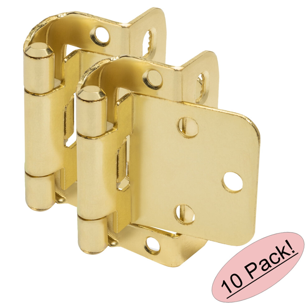 10 Pair Pack - Cosmas 18650-Bb Brushed Brass Self Closing Partial Wrap Cabinet Hinge 1/2" Inch Overlay (Pair) [18650-Bb] 9448990306060
