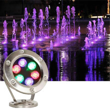 Underwater LED Pool Light RGB with Remote, 12V 24V Waterproof Fountain Spotlight Green 9W