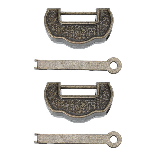 2pcs Antique Decorative Lock Retro Box Lock Suitcase Decor Latches with Keys