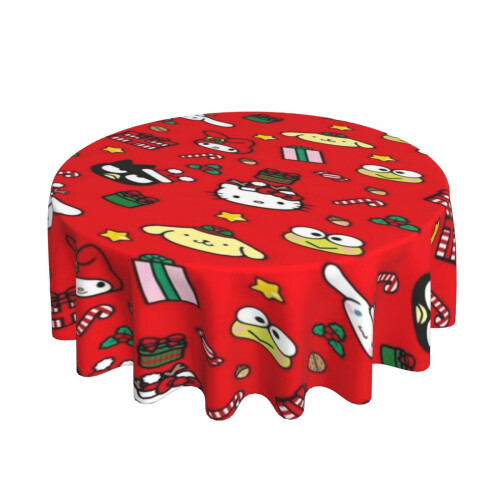 Hello Kitty Rectangular Tablecloth, Water Resistance Antiwrinkle Spillproof Soft Fabric, 60in, compatible with dining table 1