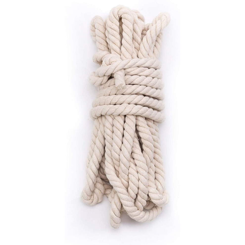 50 Feet 5/8" Natural Triple-Strand Twisted Cotton Rope 9555307232506