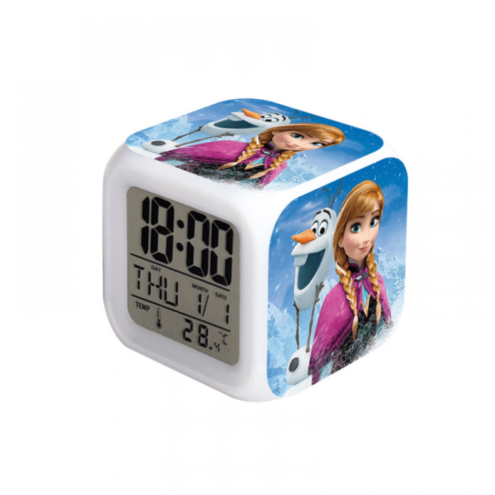 Hanntaoo Kids Digital Alarm Clock, Frozen Pattern, 7 Color Led, Thermometer, Night Gift For Boys Girls Htnl#1157 Light