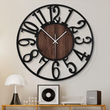 Large Wall Clock 24 Inch Silent NonTicking Vintage Metal and Wood Farmhouse Decor