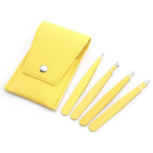 DEKAXID 4Pcs High-Quality Eyebrow Tweezer Colorful Hair Beauty Fine Hairs Puller Stainless Steel Slanted Brow Clips Removal Makeup Tools
