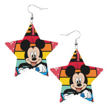 Cartoon Mickey Mouse Leather Earrings Christmas Decorative Design Faux Leather Earring Lightweight Dangle Drop Earrings for Women