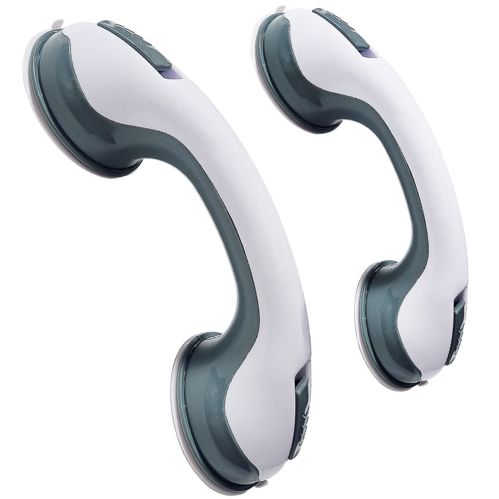 2 Pack Suction Shower Grab Bar, Bathtub Handle with Strong Hold Cups, Dual Locking Safety Bar compatible with Bathroom for Seniors, Kids