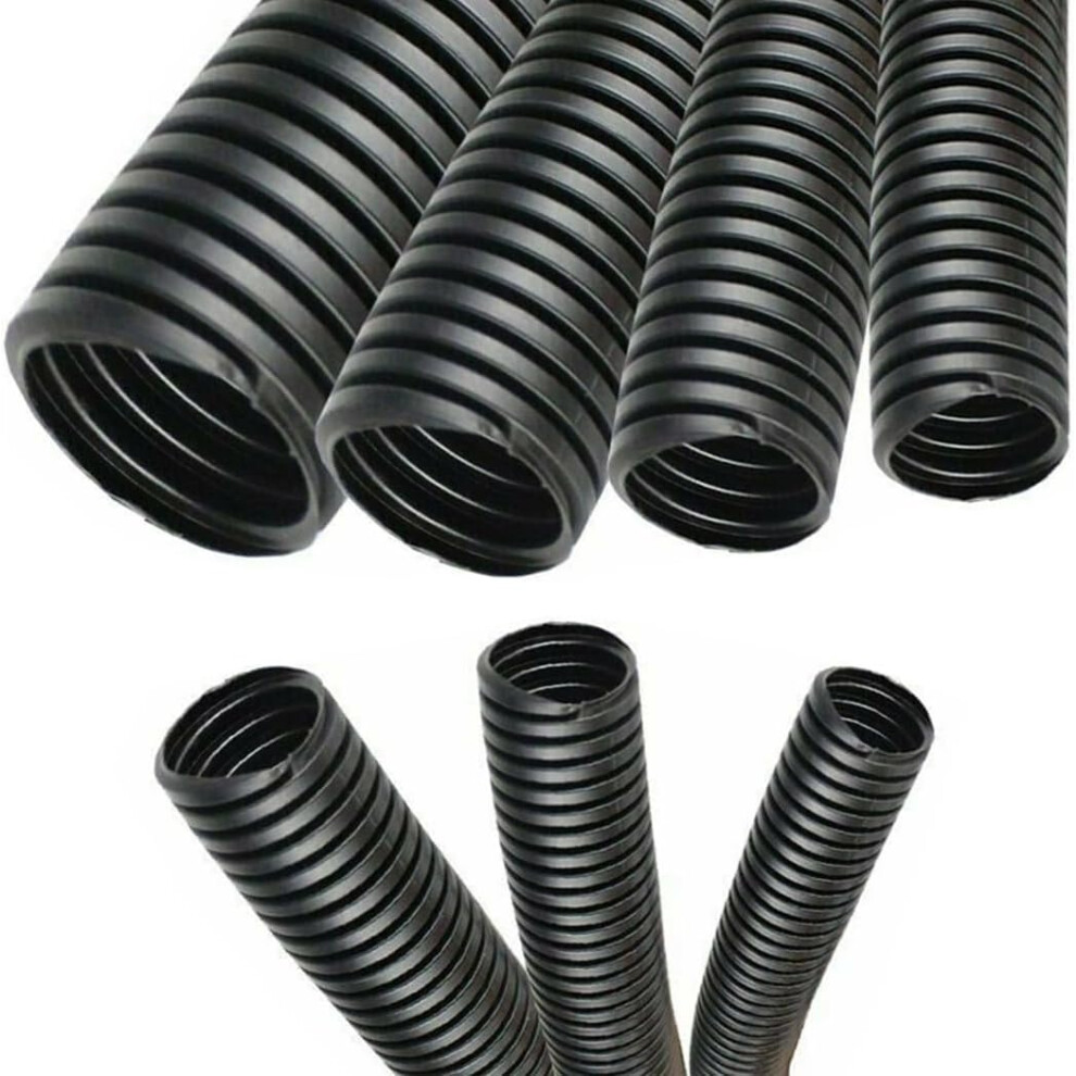 3/4" Polypropylene Non-Slit Wire Loom Corrugated Flexible Conduit - 20 Feet - Black 9558633669152
