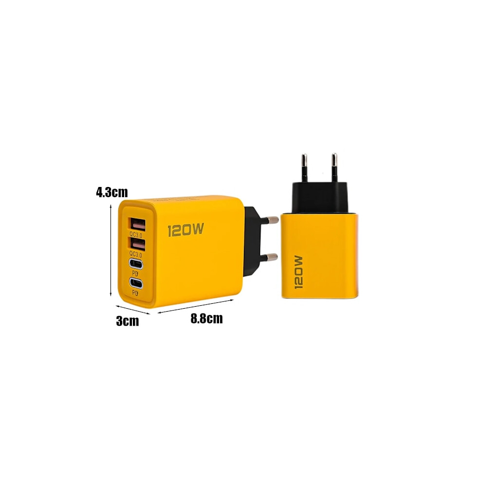 120W 4 Ports Usb Pd Mobile Charger Usb New High Speed Charging Data Cable Cord Qc3.0 For Compatible With Samsung Compatible With Xiaomi 1Pcs Eu 9193271516729