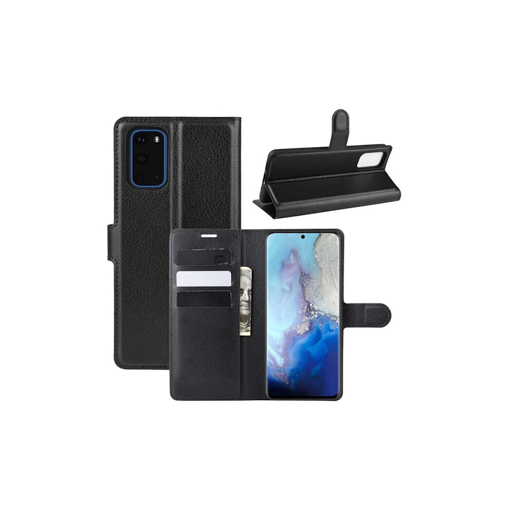 Compatible With Samsung Galaxy S20 - Litchi Wallet Case - Black 9193271516835
