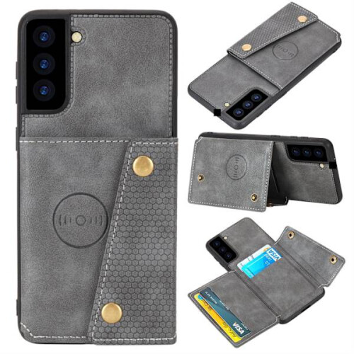 Compatible with Samsung Galaxy S21 FE - Practical Case with Card Holder Grey