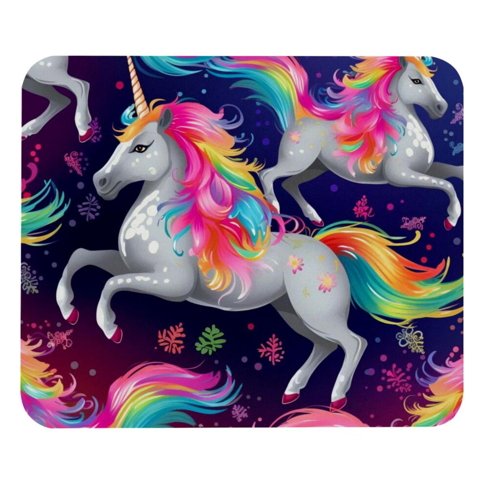Rainbow Hair Unicorn Mouse Pad 8.3'' X 9.8'' - Non-Slip Rubber Base, Square Design For Laptop, School, Office, Home & Gaming 9558633669909