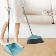 Stainless Steel Broom & Dustpan Set with Long Handle, Standing Design for Home, Indoor/Outdoor Use