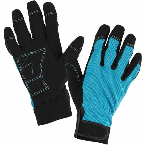 Stretch Gardening Glove with Micro Suede Palm, Teal Blue, Medium