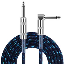 6.35mm Guitar Cable, Compatible with Electric Guitar, Bass, Mandolin, Keyboard, Pro Audio - 1/4 Inch Right Angle to Straight