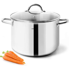 6 Quart Nickel-Free Stainless Steel Stock Pot with Glass Lid - Compatible with Induction, Soup & Saucepan Use
