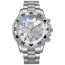 Men's Quartz Watch Fashion Stainless Steel Chronograph Business Watches for Men Sliver