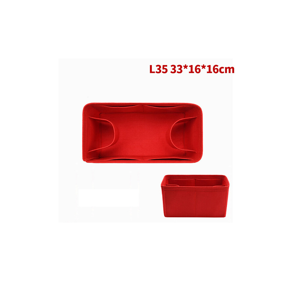 Bag Organizer Felt Cloth Insert 25 30 35 Makeup Handbag Coffe StyleC M Red StyleA L