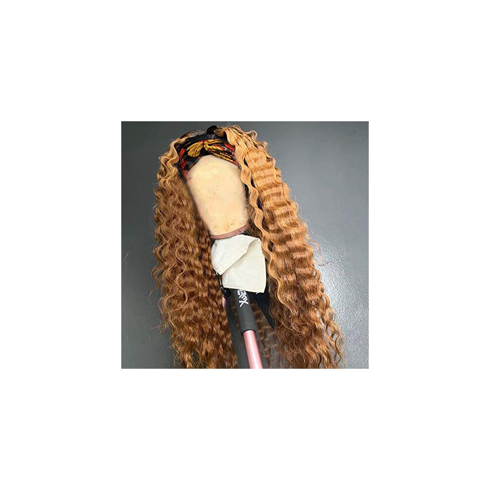 Unisex Ombre Honey Blonde Brazilian Remy Human Hair Headband Wig 22 Inch Natural Hairline 150% Density