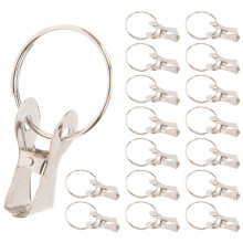 Eease 50pcs Curtain Rings with Clips Iron Curtain Clip Rings Metal Curtain Ring Clips