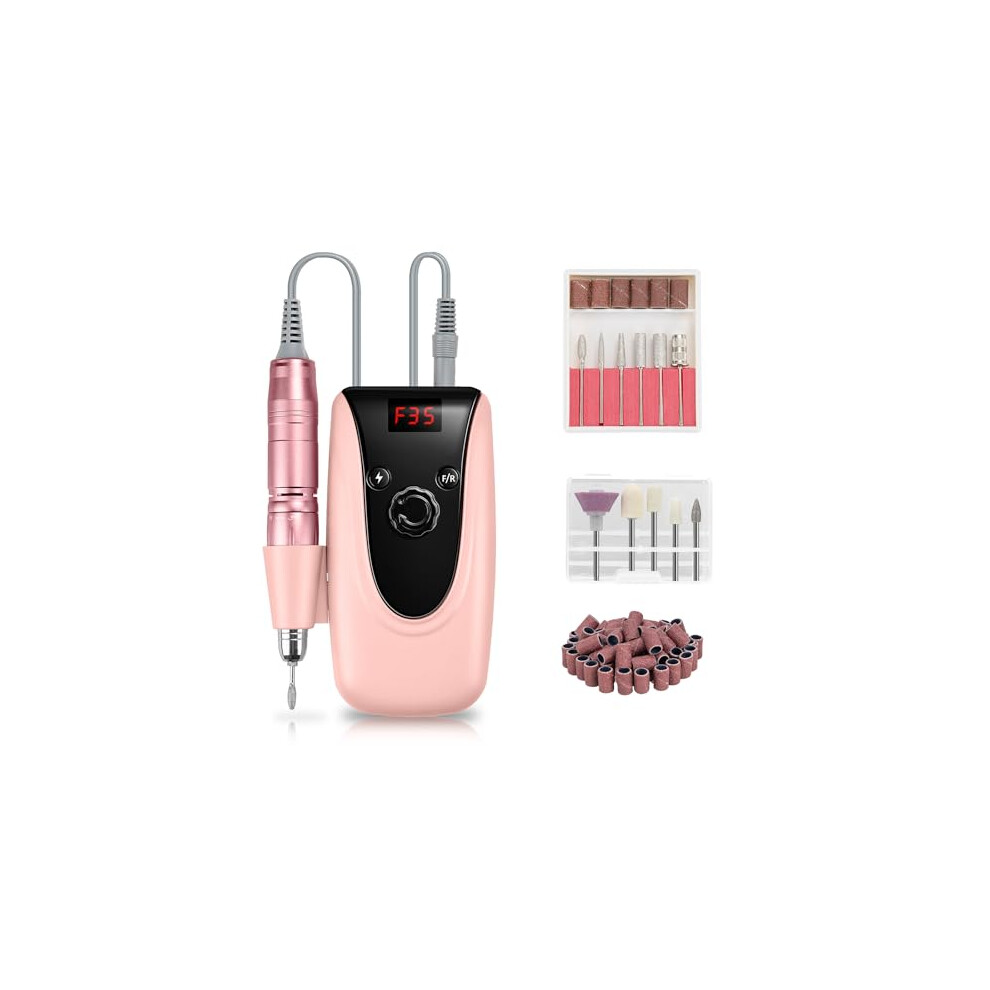 Professional Nail Drill 35000 RPM Rechargeable Electric Nail File with LCD Display for Manicure Pedicure