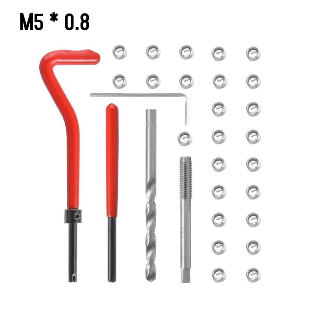 30Pcs Metric Thread Insert Kit M5 M6 M8 M12 M14 Helicoil Car Pro Coil Tool M5 * 0.8 9170372800421