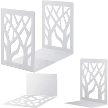 Tutuviw Book Ends Metal Bookends for Shelves, Heavy Duty Bookend Shelf Holder Supports Home Office,Whilte
