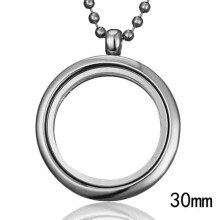 RSAMD 30mm Living Memory Floating Charms Glass Locket Pendant Necklace With Chain Xmas-30mm Round-Silver