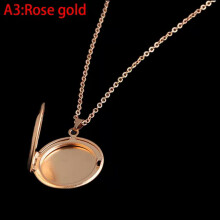 RSAMD Stainless Steel Photo Locket Necklace 3 Colors Open Round Pendant Necklaces>-A3