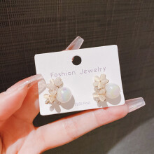 Crystal Opal Flower Pearl Earrings Sterling Silver Women's Year New Trendy Super Fairy Earrings Gentle and Advanced