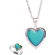 Color Changing Heart Locket Mood Necklace | Compatible with Body Temperature | Adjustable Alloy+Stainless Steel | Multiple Colors