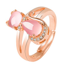 3 pcs Delicate Open Ring Rhinestone Inlaid Female Ring Cat Ring (Rose Gold)