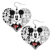 Cartoon Mickey Mouse Leather Earrings Christmas Decorative Design Faux Leather Earring Lightweight Dangle Drop Earrings for Women