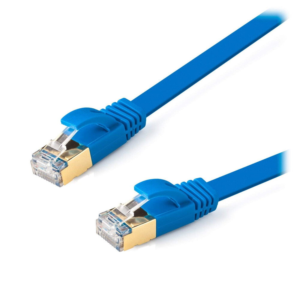 50' Ft Feet Ethernet Network Patch Cat6 Cable For Xbox Pc Modem Ps4 Ps3 Router (50Ft) - Flat Blue 9165521348336