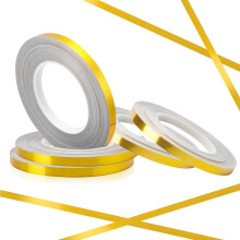 Gold Foil Tape 5 Roll, 10mm x 275 Yds Metalized Polyester Mylar Film Tape Gold Washi Tape Set for Wall Carfts