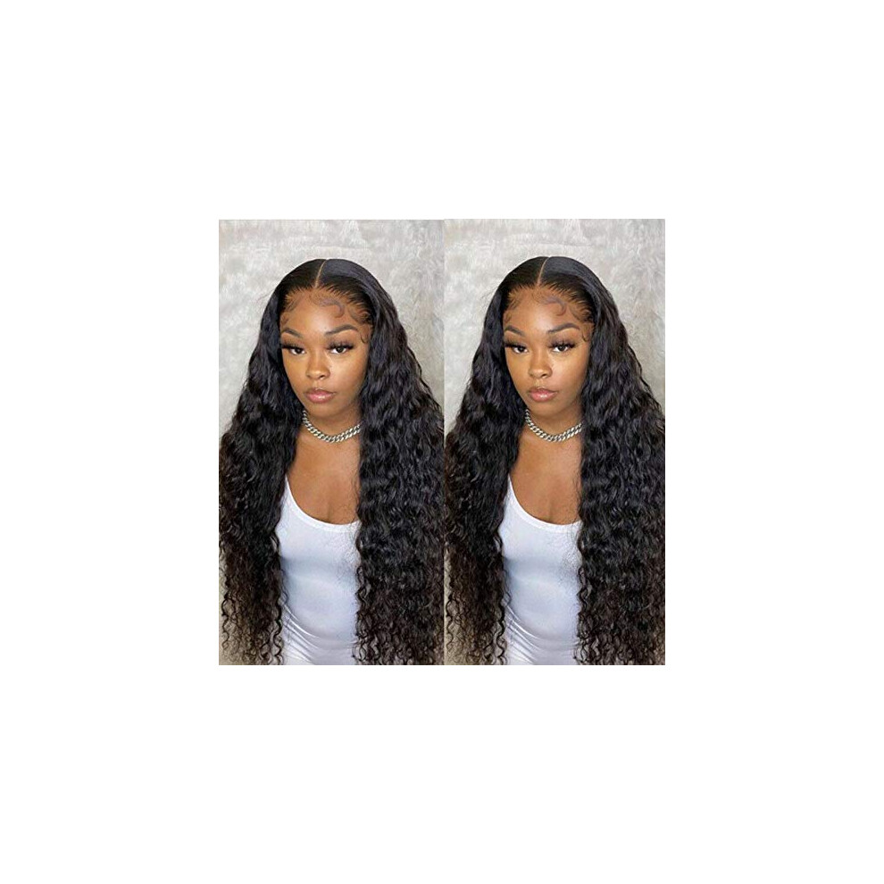 Unisex Glueless Curly Lace Front Human Hair Wig Brazilian Virgin Pre Plucked Natural Hairline 16 Inch
