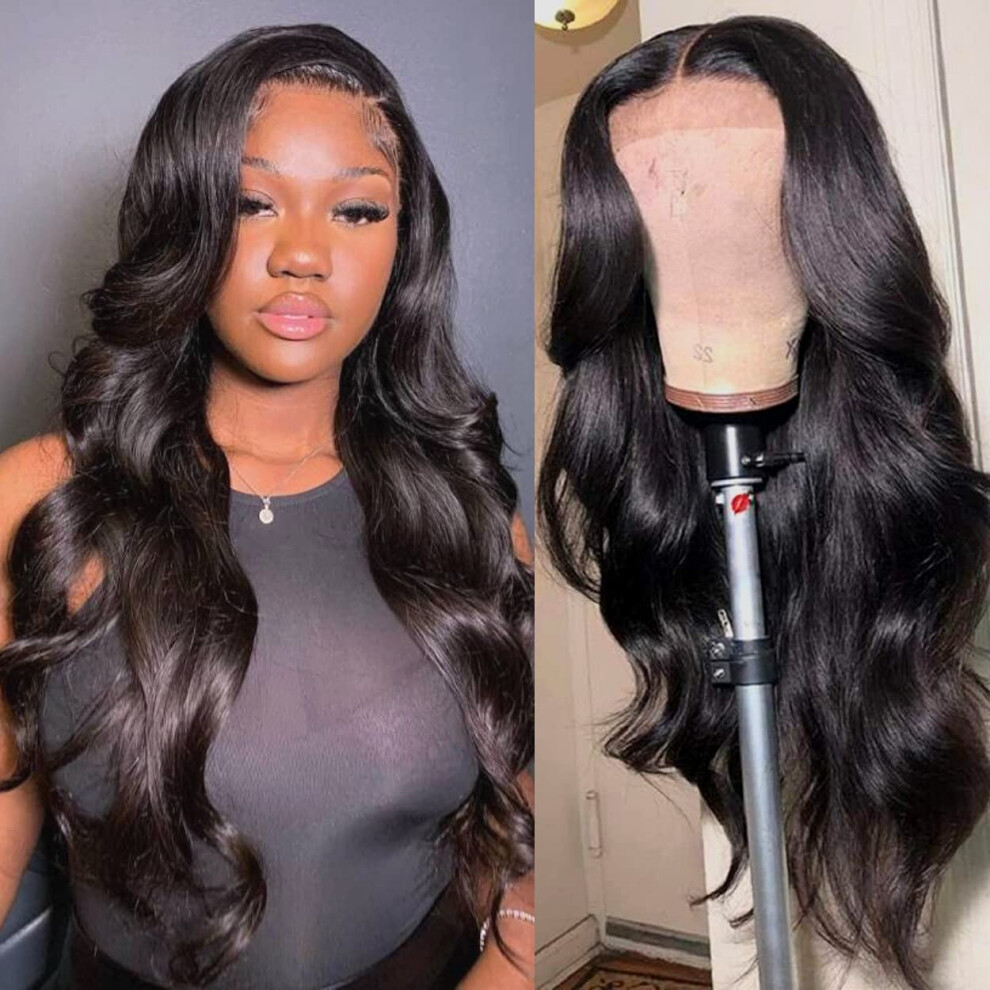 14 Inch Body Wave Lace Front Wig Human Hair 4x4 Transparent Lace Closure Natural Hairline