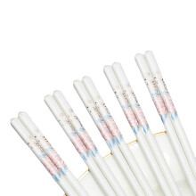 Ceramic Chopsticks Set with Elegant Wave Pattern, Reusable Bone Porcelain, Dishwasher Safe