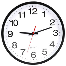 12 Inch Silent Wall Clock with NonTicking Movement, Battery Operated Modern Black and White Design