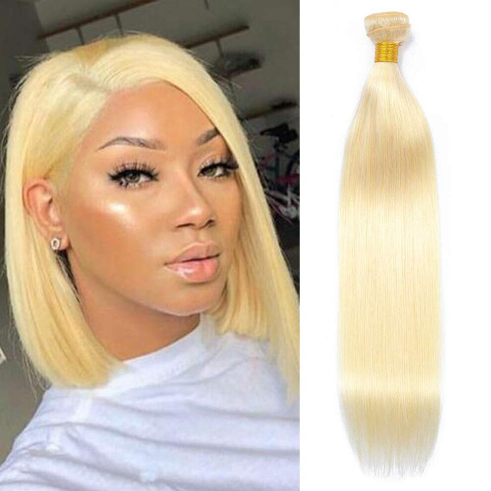 Unisex Black,Silver 613 Blonde Human Hair Bundle 12 Inch Straight Brazilian Virgin Remy Weave Platinum Honey Blonde For Black Women