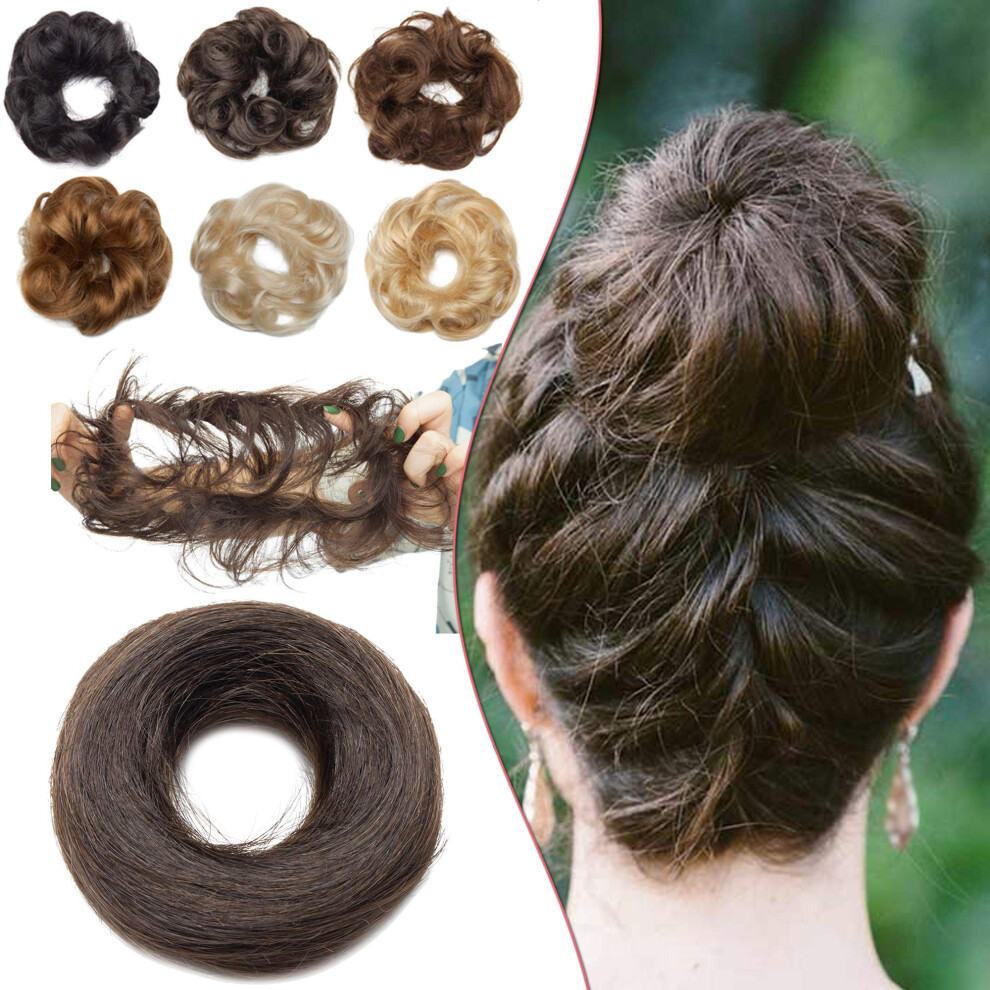 Human Hair Bun Messy Scrunchie Dark Brown â Natural Real Hair Extension for Women Instant Updo Volume