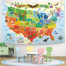 Large USA Map Tapestry 60x40 inch Educational Wall Hanging for Kids Room Bedroom Living Room Decor