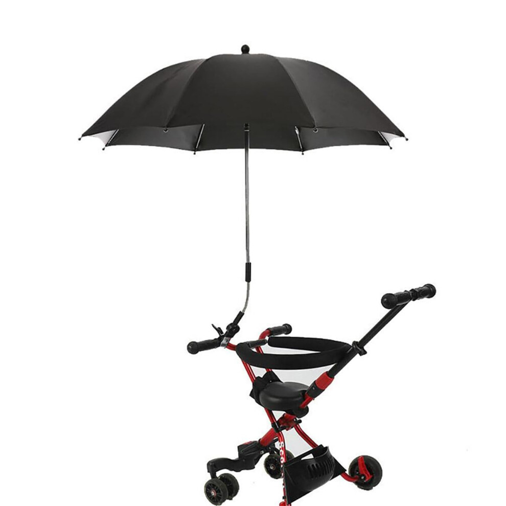 Universal Stroller Umbrella With Clamp, 360 Adjustable Uv Protection Pram Parasol, Black