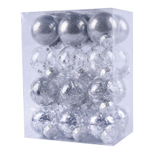 Herrnalise 24 Pcs Christmas Plastics Balls,2.36 inches Shatterproof Ornaments Balls Set for Outdoor Indoor Holiday Wedding Party - Silver