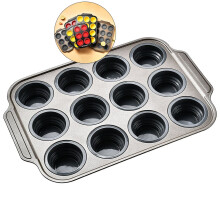 WNFJR Silicone Muffin Pan, 12 Cups Mini Muffin Pans with Metal Frame Nonstick Press to Easily Pop Out for Baking Homemade Muffins, Breads, Cupcakes